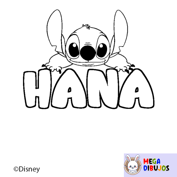 Coloraci&oacute;n del nombre HANA - decorado Stitch