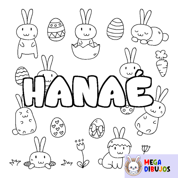 Coloraci&oacute;n del nombre HANA&Eacute; - decorado Pascua