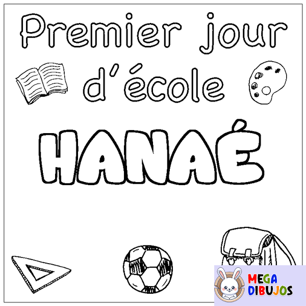 Coloraci&oacute;n del nombre HANA&Eacute; - decorado primer d&iacute;a de escuela