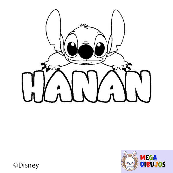 Coloraci&oacute;n del nombre HANAN - decorado Stitch