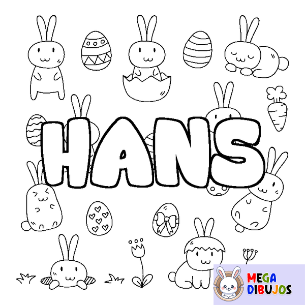 Coloraci&oacute;n del nombre HANS - decorado Pascua