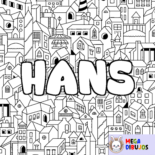Coloraci&oacute;n del nombre HANS - decorado ciudad