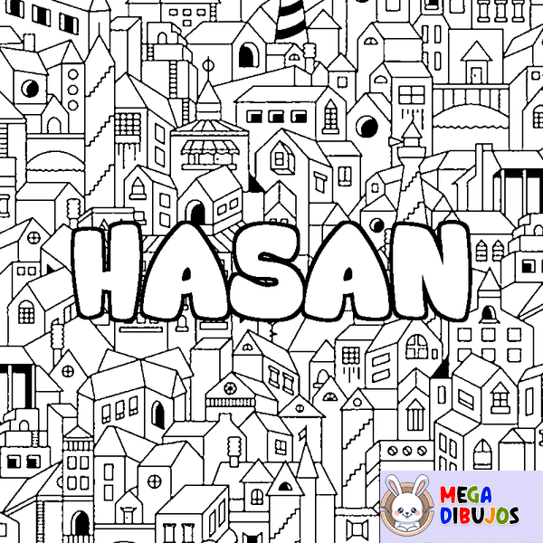 Coloraci&oacute;n del nombre HASAN - decorado ciudad
