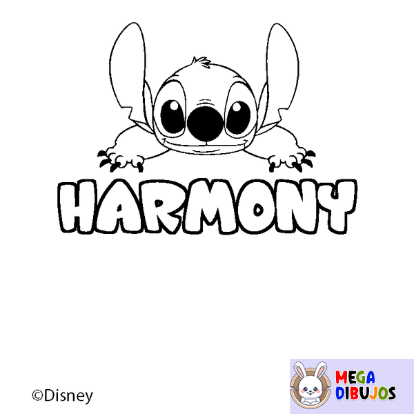 Coloraci&oacute;n del nombre HARMONY - decorado Stitch