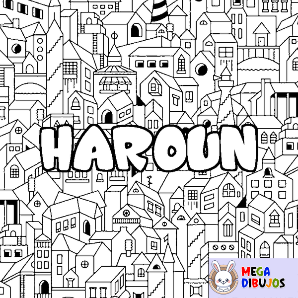 Coloraci&oacute;n del nombre HAROUN - decorado ciudad