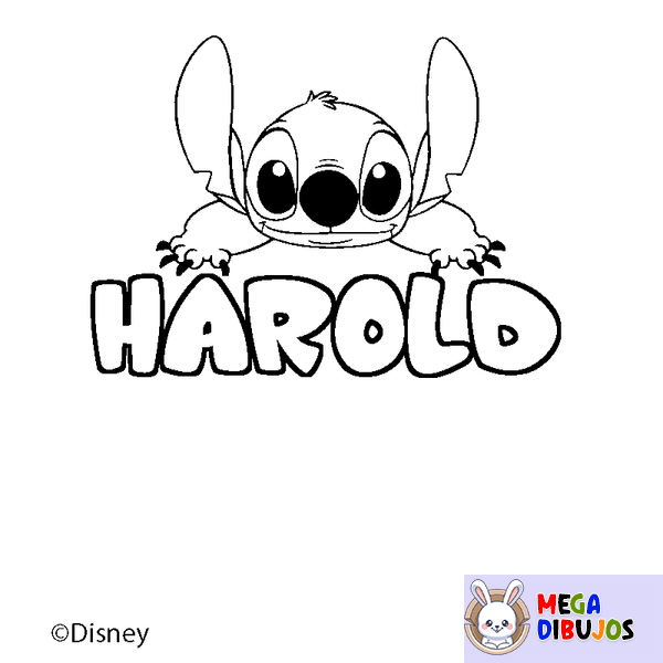 Coloraci&oacute;n del nombre HAROLD - decorado Stitch