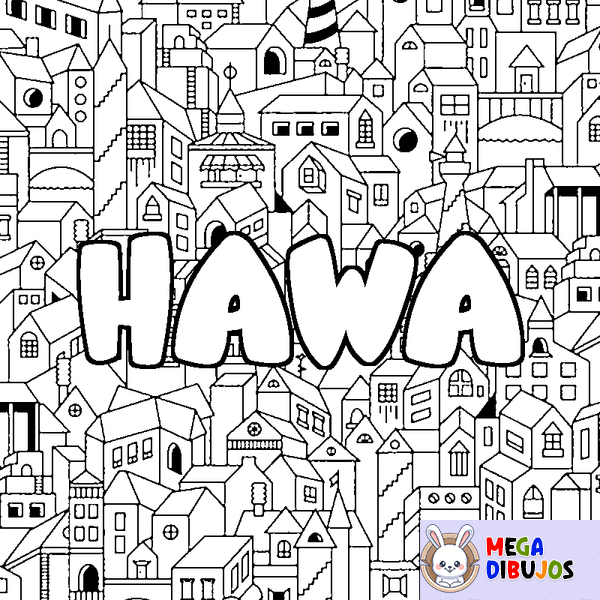Coloraci&oacute;n del nombre HAWA - decorado ciudad