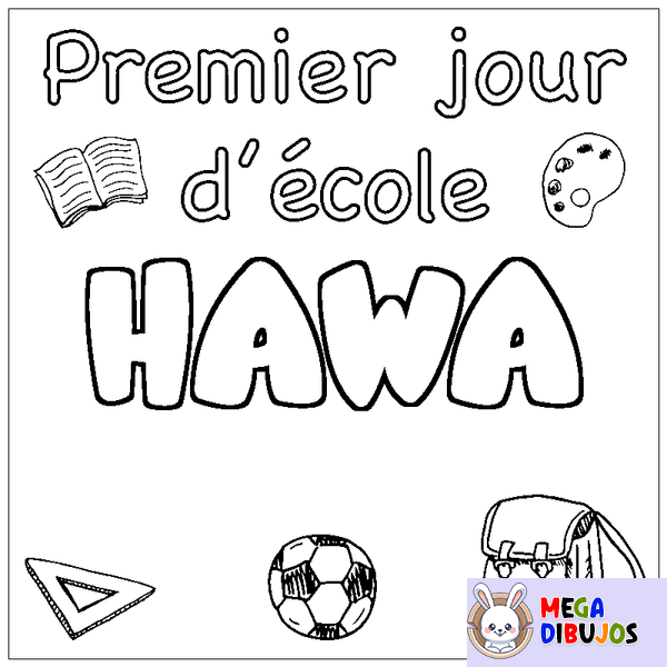 Coloraci&oacute;n del nombre HAWA - decorado primer d&iacute;a de escuela