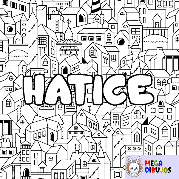 Coloraci&oacute;n del nombre HATICE - decorado ciudad