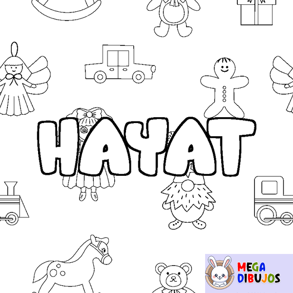 Coloraci&oacute;n del nombre HAYAT - decorado juguetes