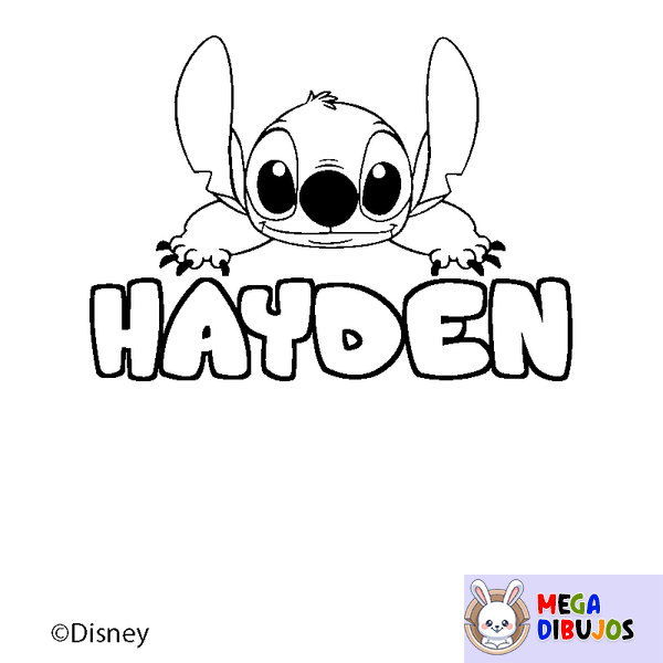 Coloraci&oacute;n del nombre HAYDEN - decorado Stitch