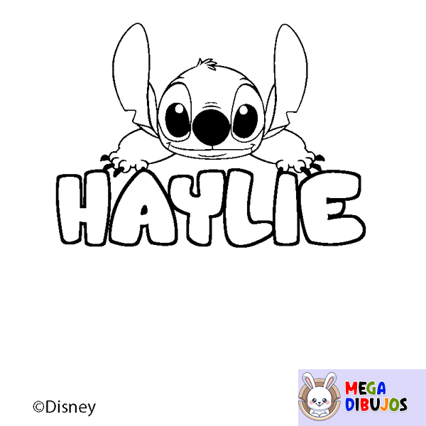 Coloraci&oacute;n del nombre HAYLIE - decorado Stitch