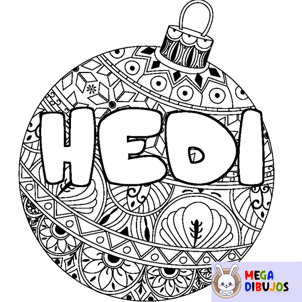 Coloraci&oacute;n del nombre HEDI - decorado bola de Navidad