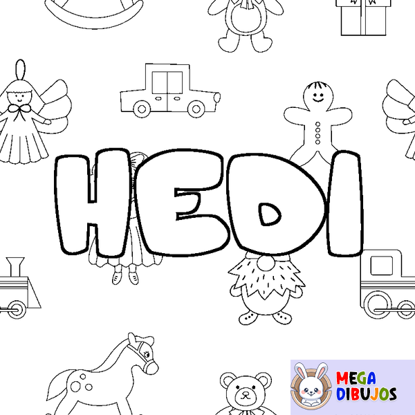 Coloraci&oacute;n del nombre HEDI - decorado juguetes