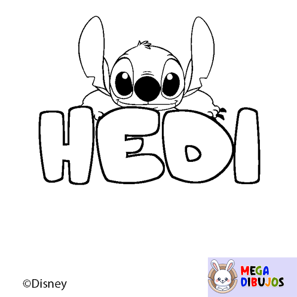 Coloraci&oacute;n del nombre HEDI - decorado Stitch