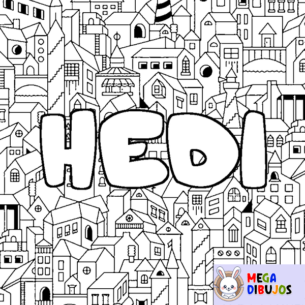 Coloraci&oacute;n del nombre HEDI - decorado ciudad