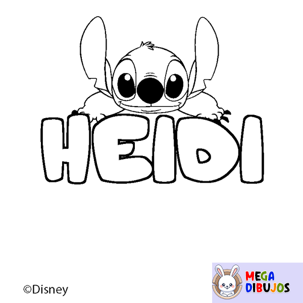 Coloraci&oacute;n del nombre HEIDI - decorado Stitch