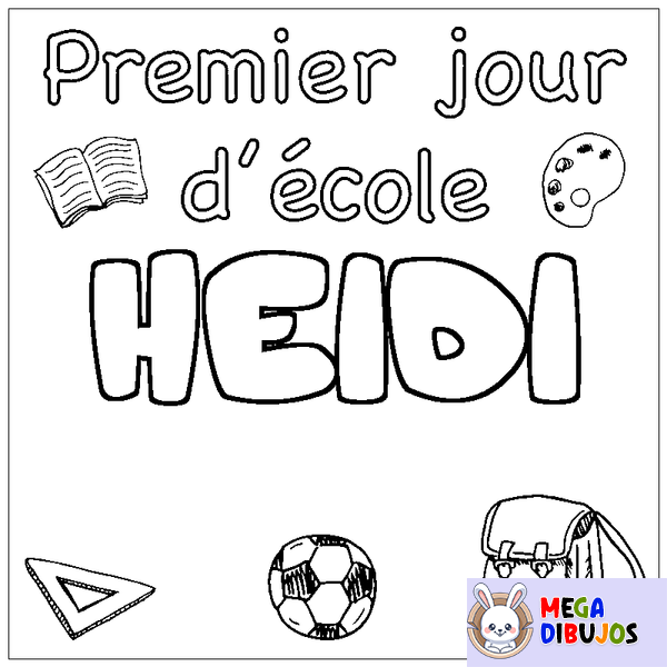 Coloraci&oacute;n del nombre HEIDI - decorado primer d&iacute;a de escuela
