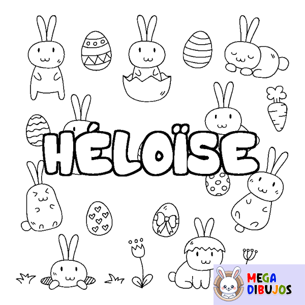 Coloraci&oacute;n del nombre H&Eacute;LO&Iuml;SE - decorado Pascua