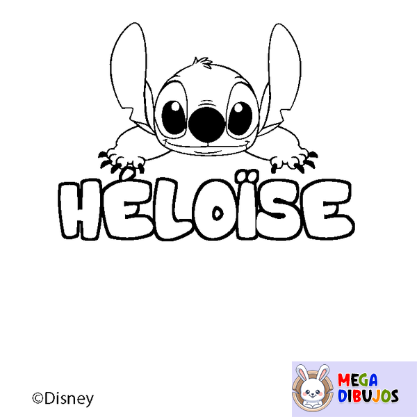 Coloraci&oacute;n del nombre H&Eacute;LO&Iuml;SE - decorado Stitch