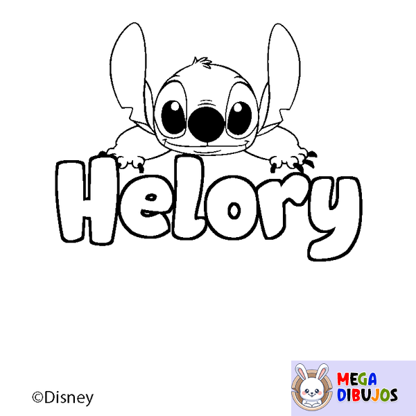 Coloraci&oacute;n del nombre Helory - decorado Stitch