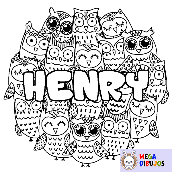 Coloraci&oacute;n del nombre HENRY - decorado b&uacute;hos