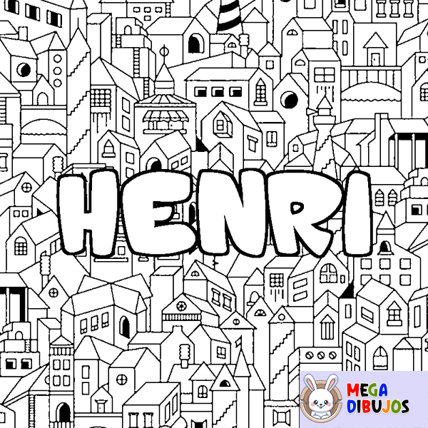 Coloraci&oacute;n del nombre HENRI - decorado ciudad