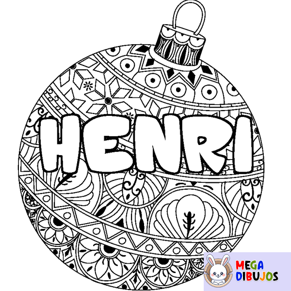 Coloraci&oacute;n del nombre HENRI - decorado bola de Navidad