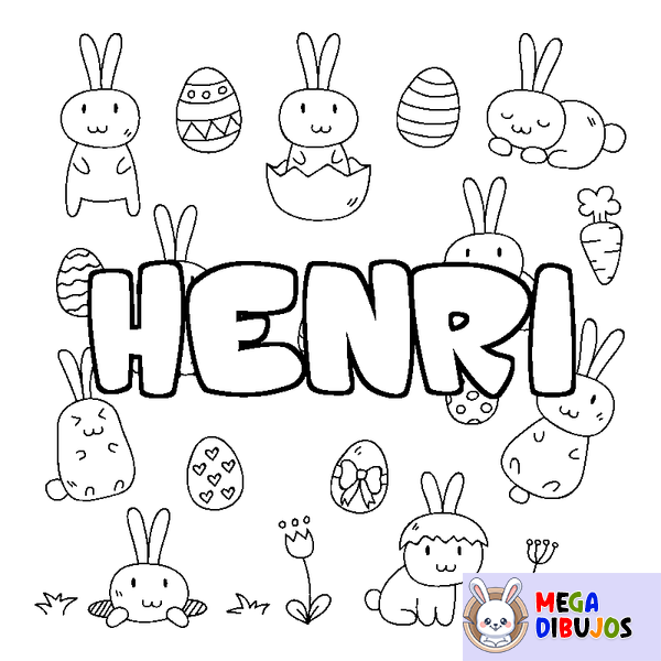 Coloraci&oacute;n del nombre HENRI - decorado Pascua