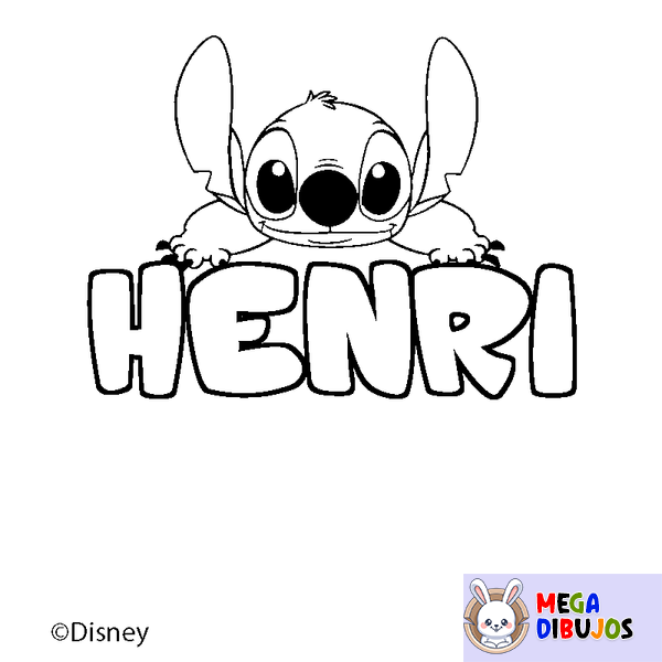 Coloraci&oacute;n del nombre HENRI - decorado Stitch