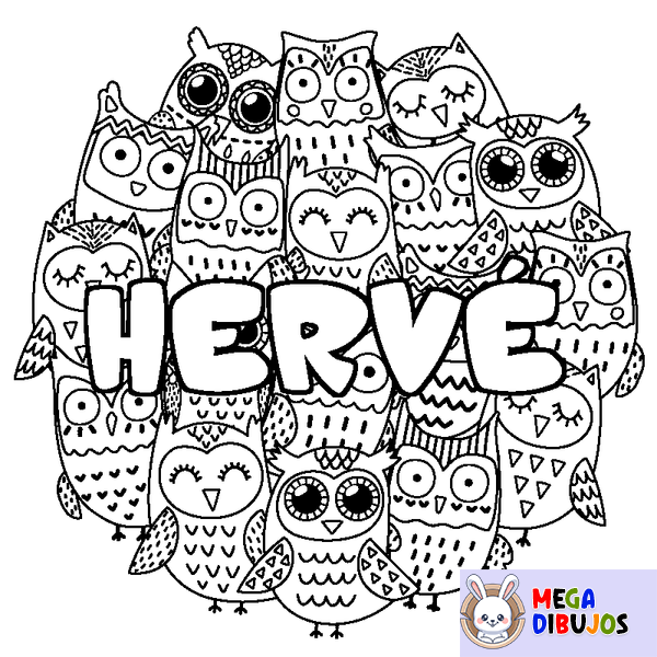 Coloraci&oacute;n del nombre HERV&Eacute; - decorado b&uacute;hos