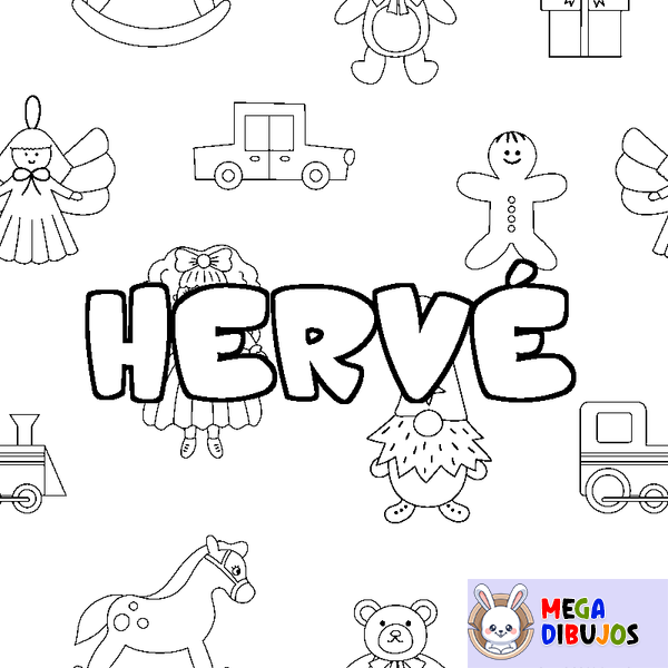 Coloraci&oacute;n del nombre HERV&Eacute; - decorado juguetes