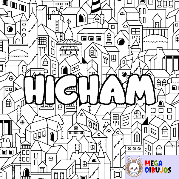Coloraci&oacute;n del nombre HICHAM - decorado ciudad