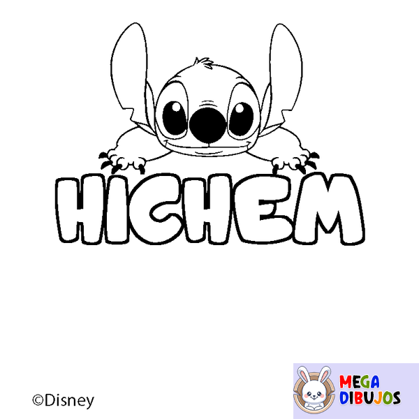 Coloraci&oacute;n del nombre HICHEM - decorado Stitch