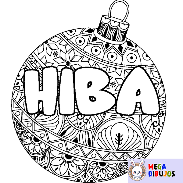 Coloraci&oacute;n del nombre HIBA - decorado bola de Navidad