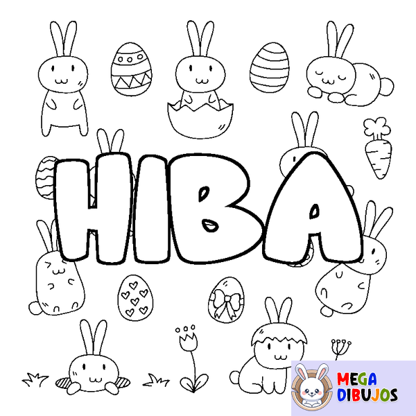 Coloraci&oacute;n del nombre HIBA - decorado Pascua