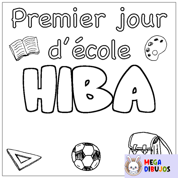 Coloraci&oacute;n del nombre HIBA - decorado primer d&iacute;a de escuela