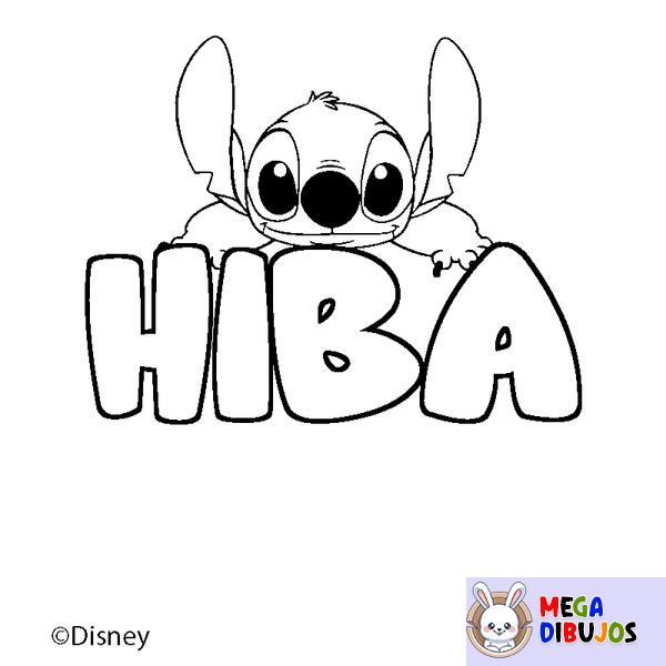 Coloraci&oacute;n del nombre HIBA - decorado Stitch