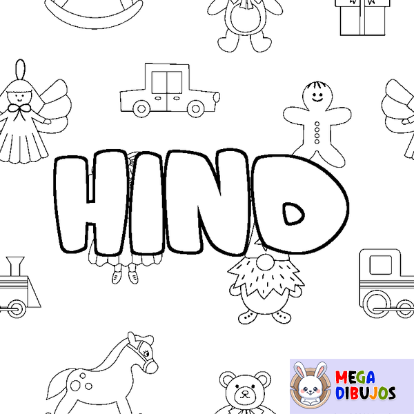 Coloraci&oacute;n del nombre HIND - decorado juguetes