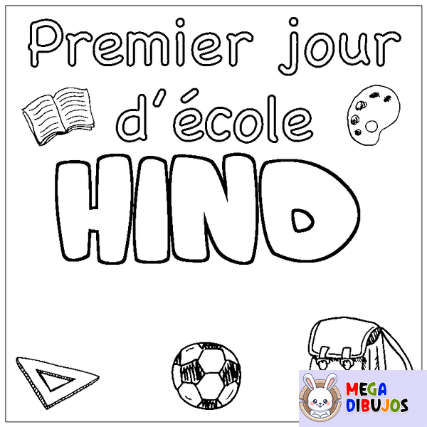 Coloraci&oacute;n del nombre HIND - decorado primer d&iacute;a de escuela