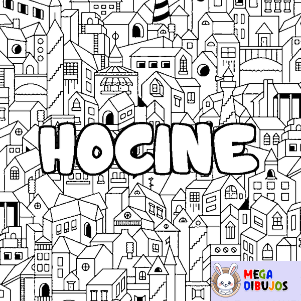 Coloraci&oacute;n del nombre HOCINE - decorado ciudad