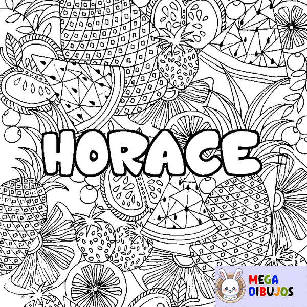 Coloraci&oacute;n del nombre HORACE - decorado mandala de frutas