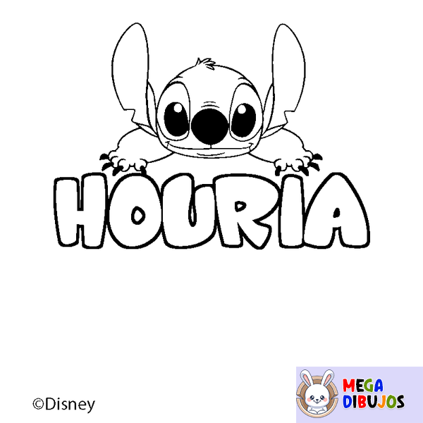 Coloraci&oacute;n del nombre HOURIA - decorado Stitch