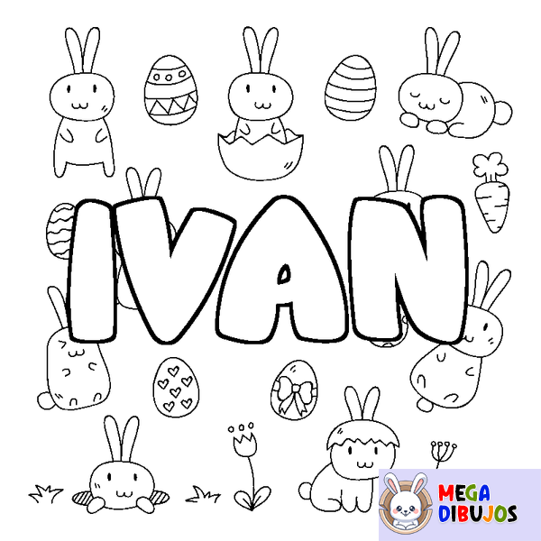 Coloraci&oacute;n del nombre IVAN - decorado Pascua