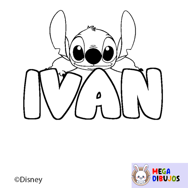 Coloraci&oacute;n del nombre IVAN - decorado Stitch
