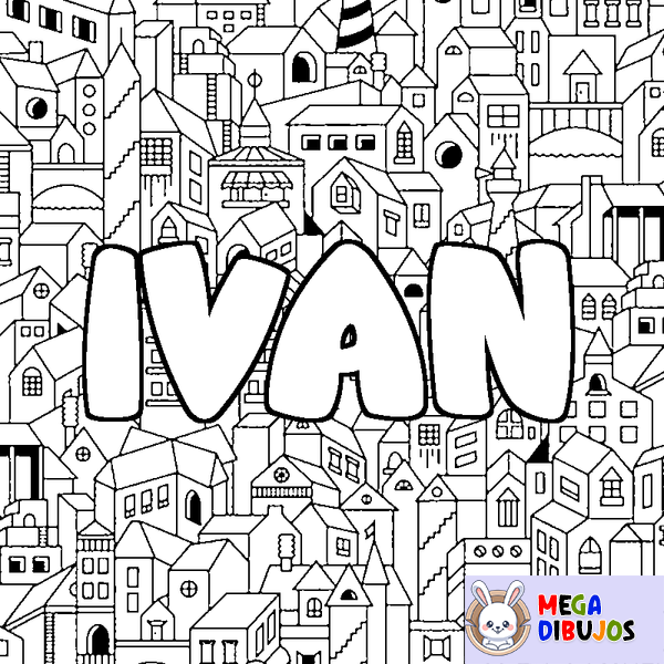 Coloraci&oacute;n del nombre IVAN - decorado ciudad