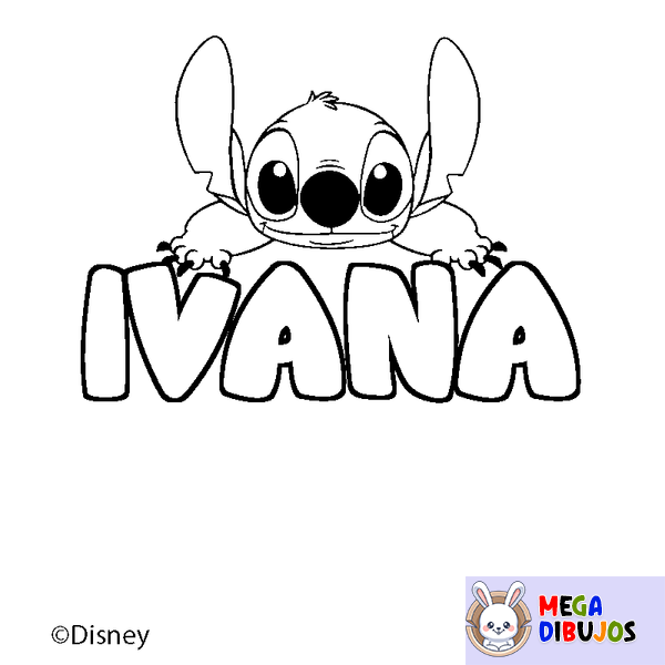 Coloraci&oacute;n del nombre IVANA - decorado Stitch