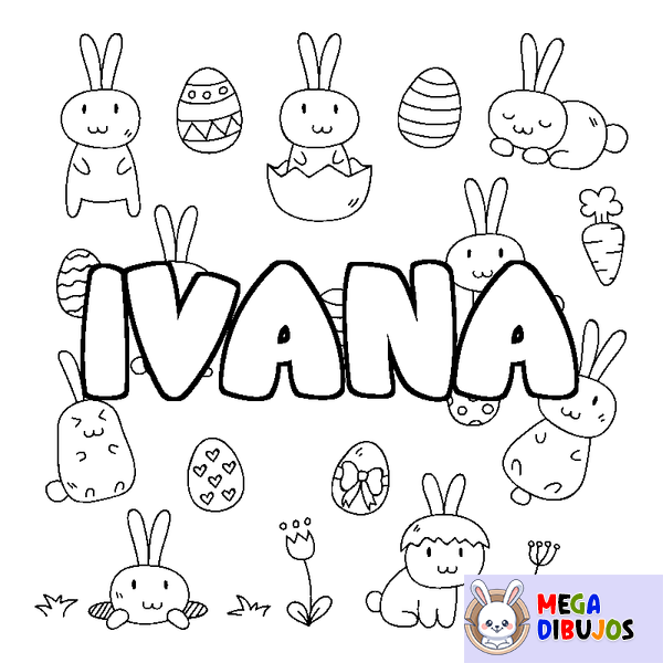 Coloraci&oacute;n del nombre IVANA - decorado Pascua
