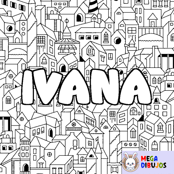 Coloraci&oacute;n del nombre IVANA - decorado ciudad