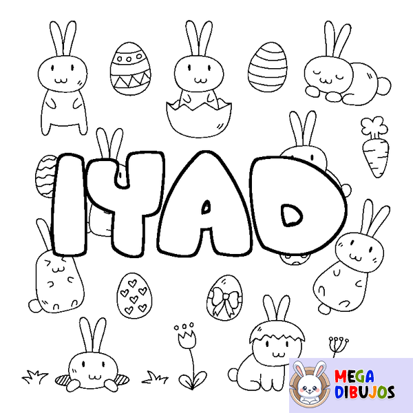 Coloraci&oacute;n del nombre IYAD - decorado Pascua